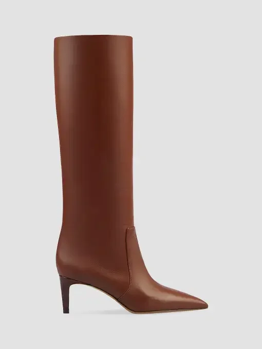 60MM Knee-High Leather Stiletto Boots