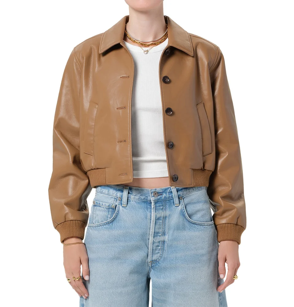 Lola Leather Bomber Jacket