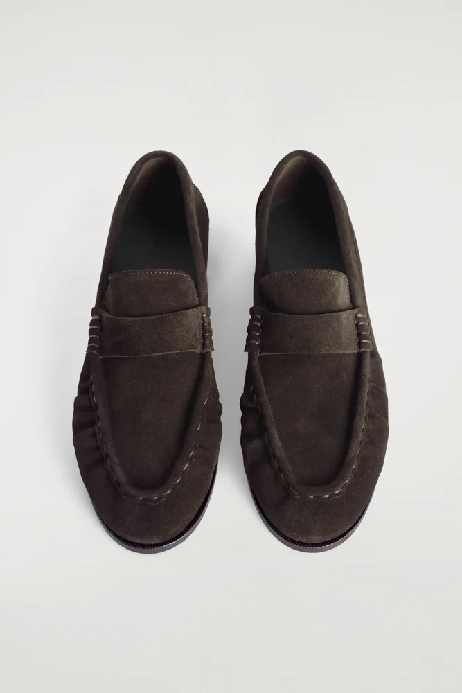 Split Suede Moccasin Loafers