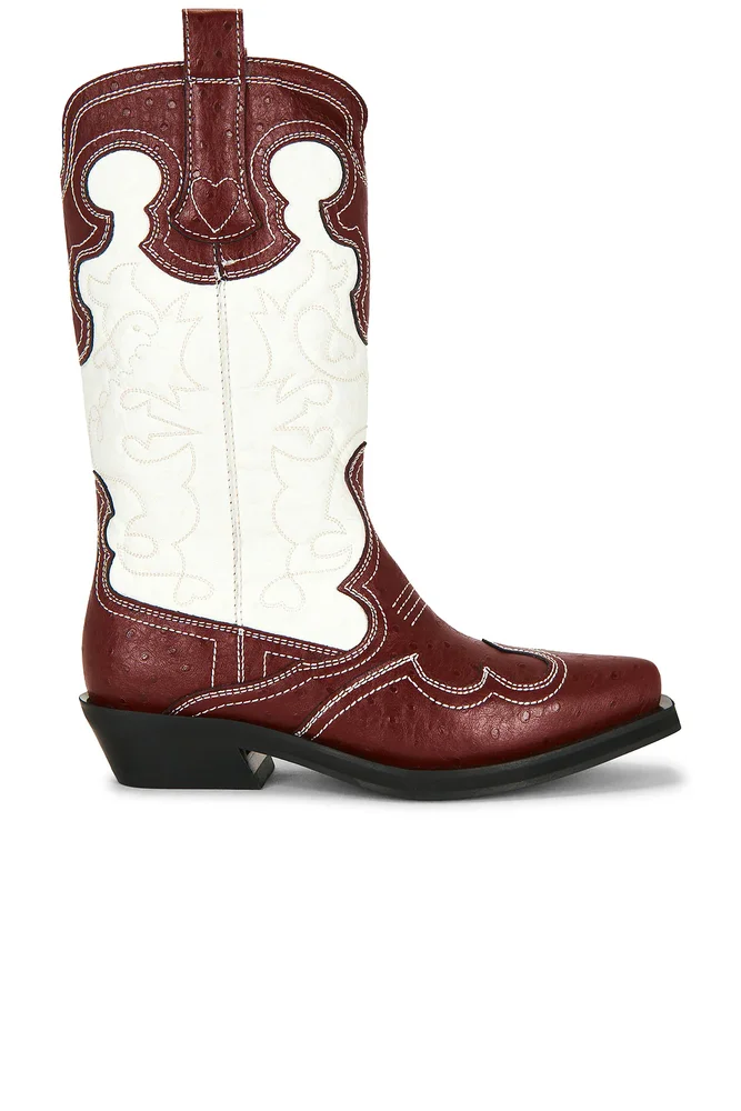 Mid Shaft Embroidered Western Boot