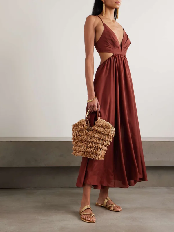 ZIMMERMANN Wanderlust cutout silk-poplin maxi dress