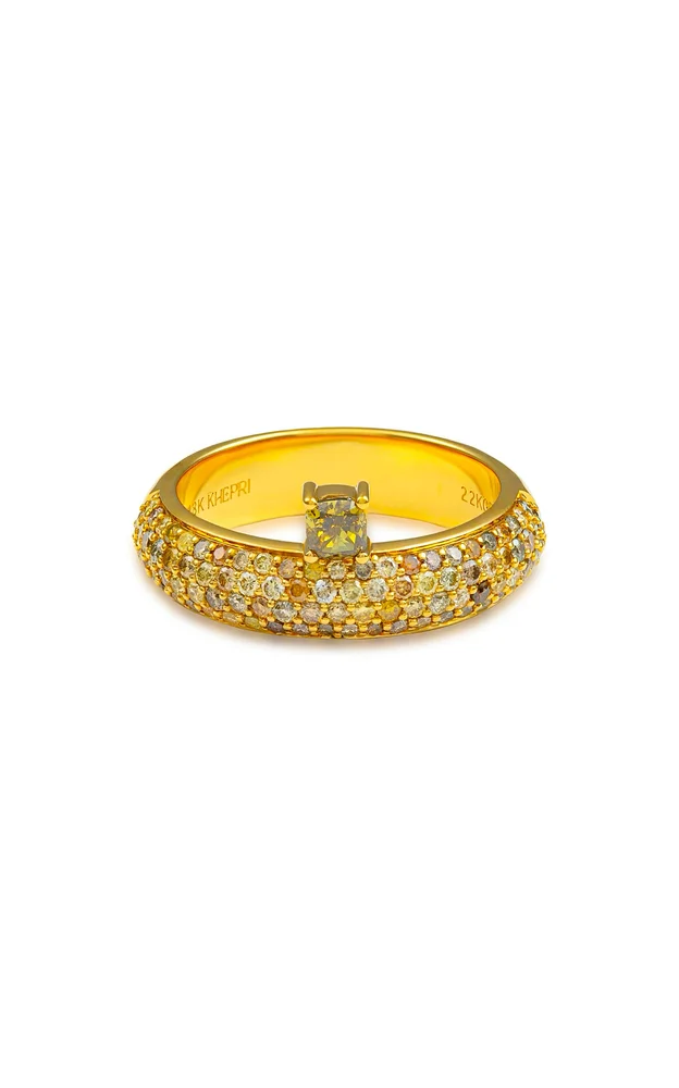 Fancy Color Cushion Diamond Floating Cleopatra Ring