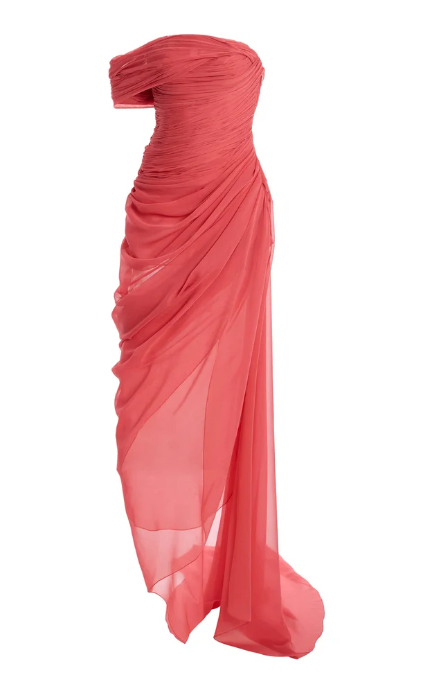 Draped Silk-Chiffon Gown