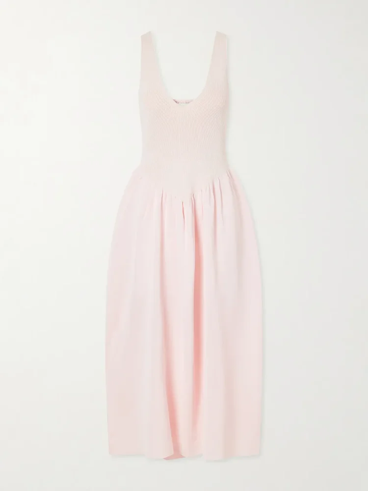Lollie ribbed and woven midi dress
