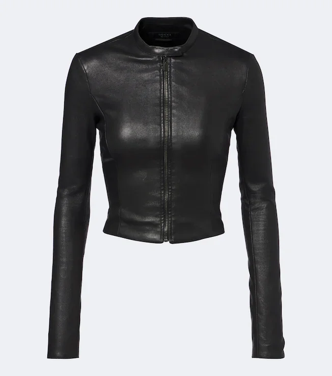 Cropped leather jacket