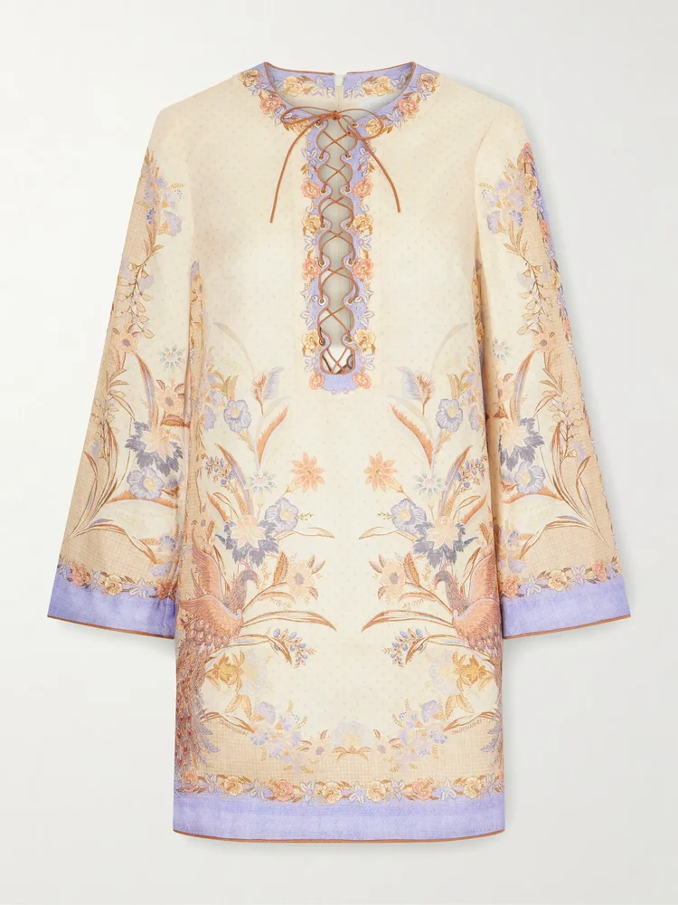 Indra Printed Linen Mini Dress