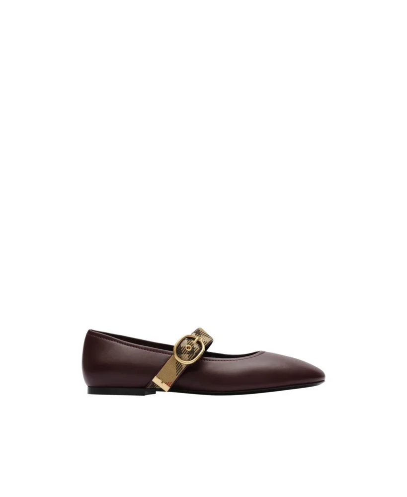 Check Strap Leather Robin Ballerinas