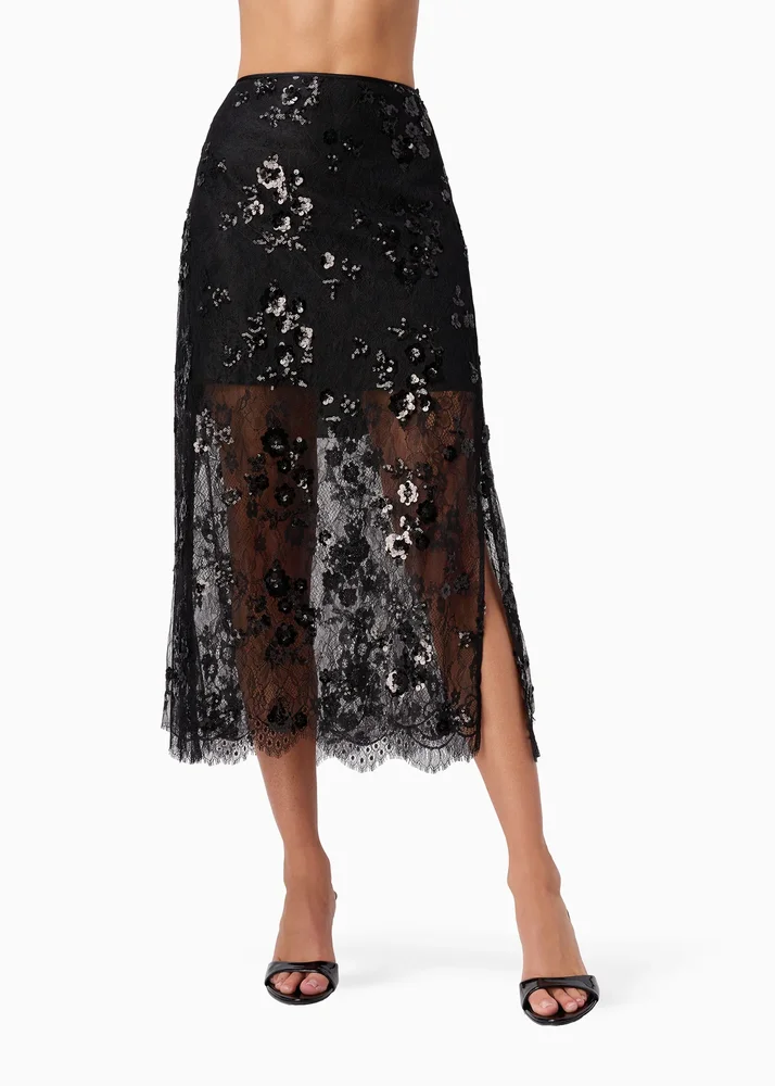Delta Midi Skirt in Textured Sequin
