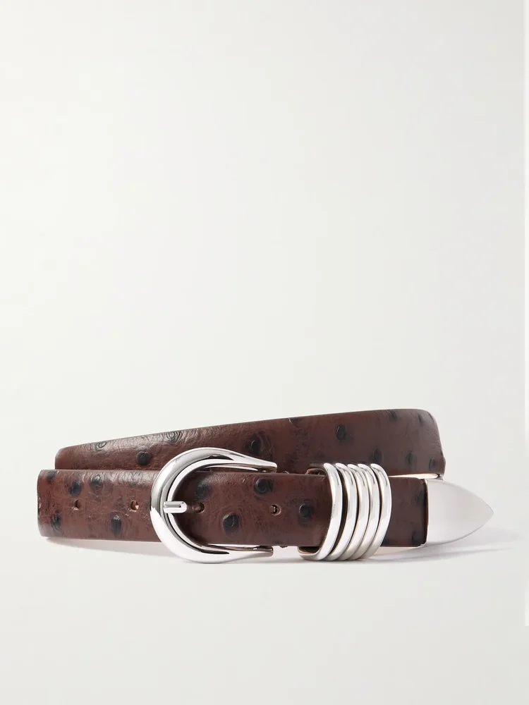 hollyhock ostrich effect leather waist belt