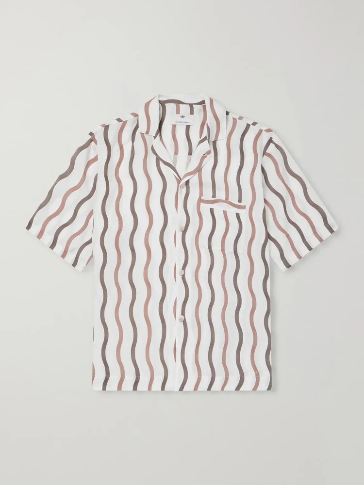+ La Marzocco Striped Tencel® and Linen-Blend Pyjama Shirt