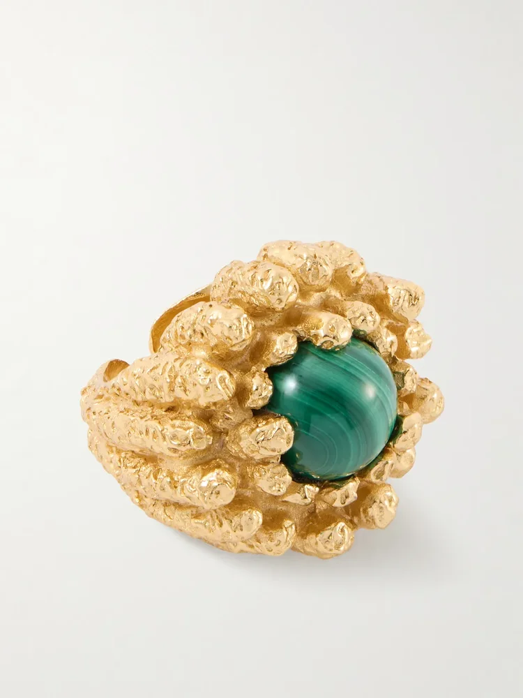 Lia 18-karat gold-plated pewter and resin ring