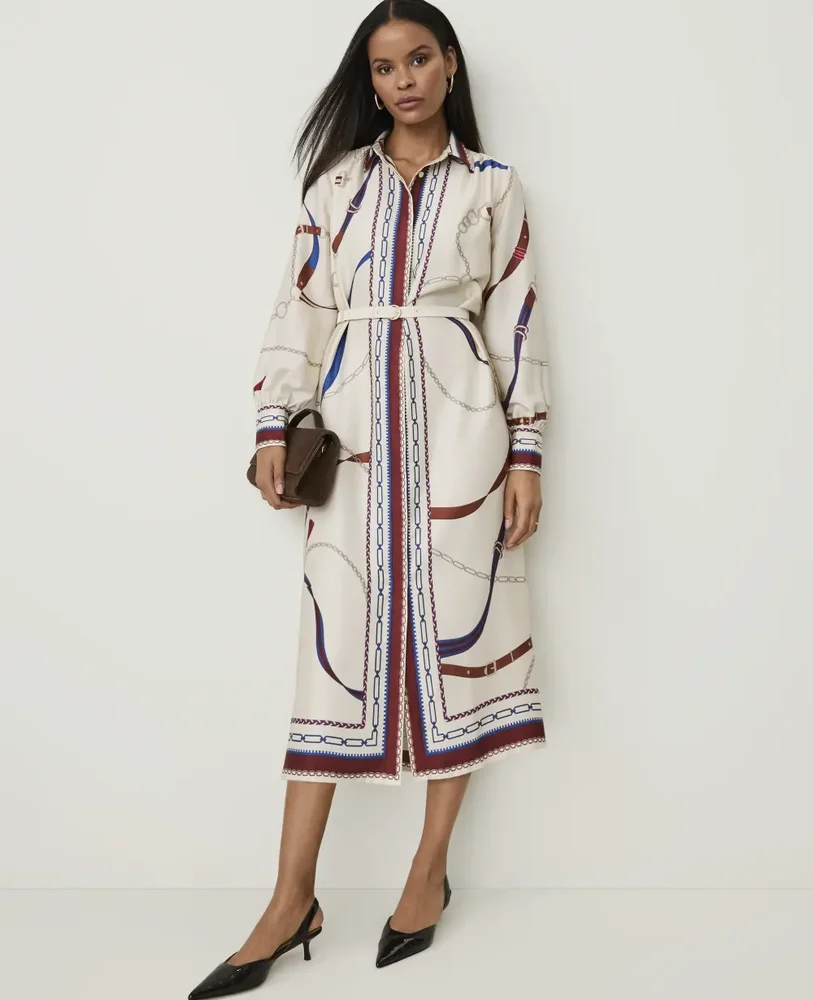 Horsebit Print Midi Shirtdress