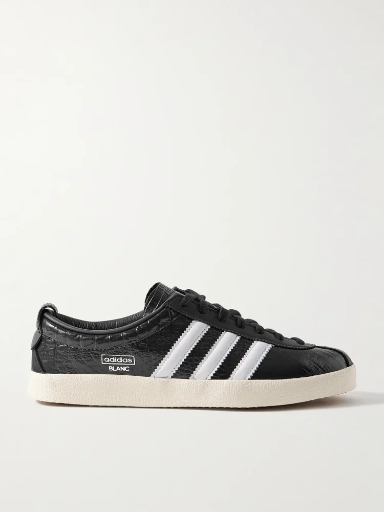 Blanc croc-effect glossed-leather sneakers
