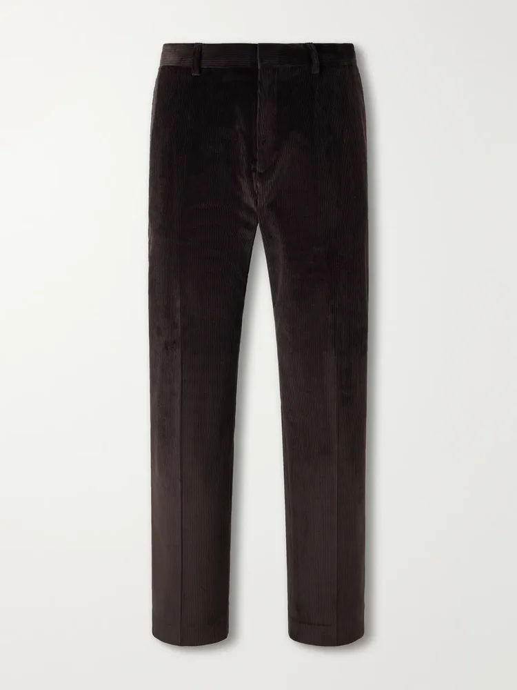 Straight-Leg Cotton-Stretch Corduroy Suit Trousers