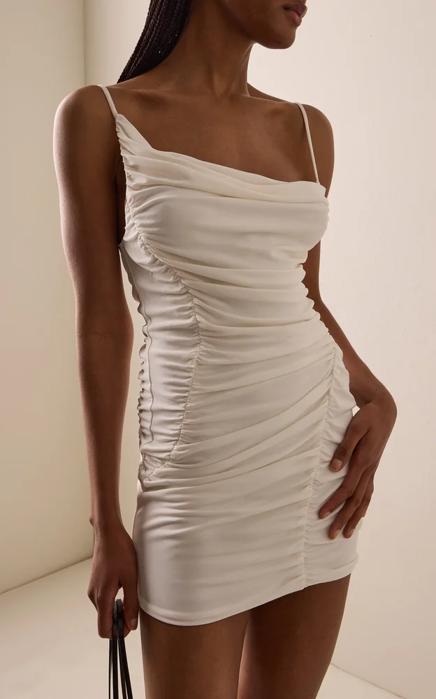 Asymmetric Neck Mini Jersey Dress
