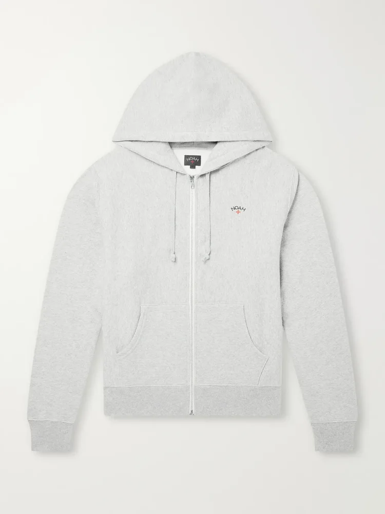 Logo-Embroidered Cotton-Jersey Zip-Up Hoodie
