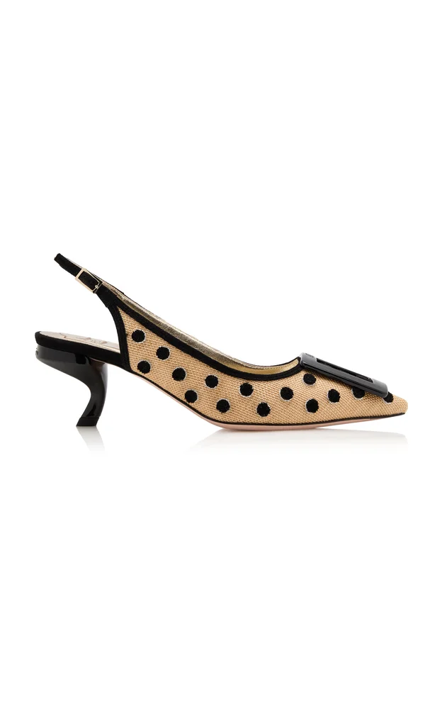Virgule Dotted Raffia Slingback Pumps