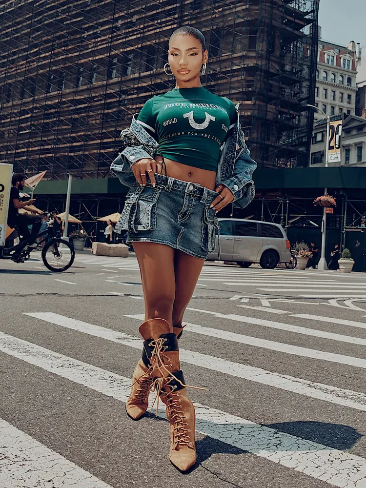 Big T Denim Cargo Skirt