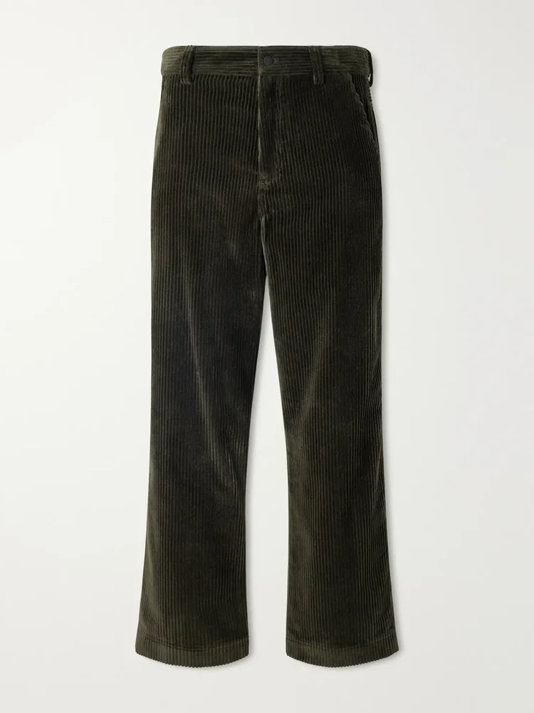 Straight-Leg Cotton-Blend Corduroy Trousers