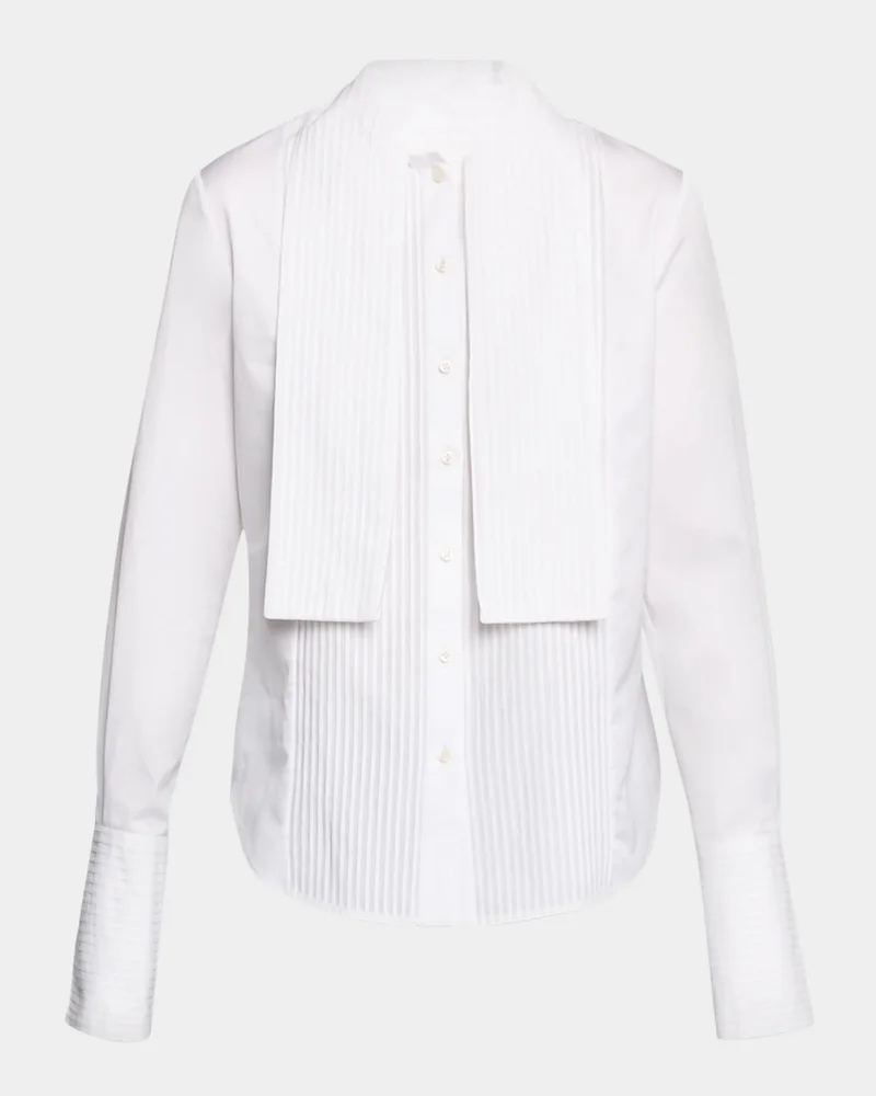 Inez Pleated Draped Tuxedo Shirt