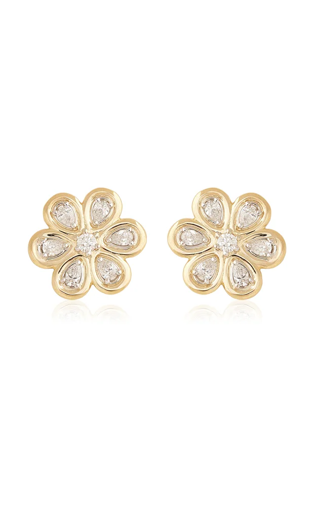 18K Yellow and White Gold Diamond Earrings