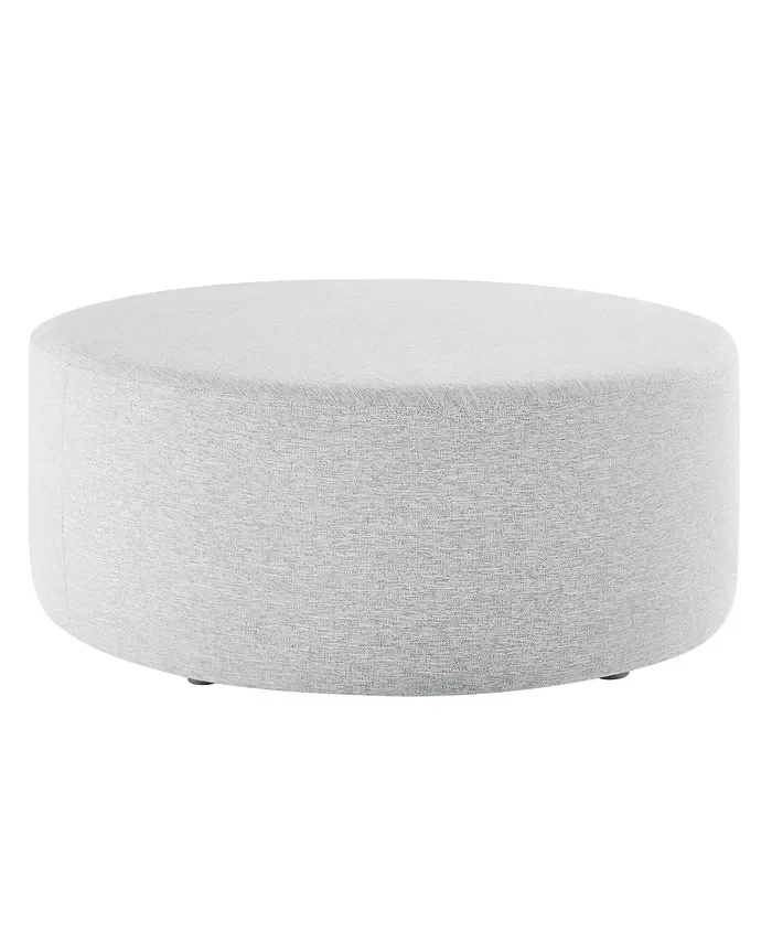 Callum Large 38" Round Woven Heathered Fabric Upholstered Ottoman