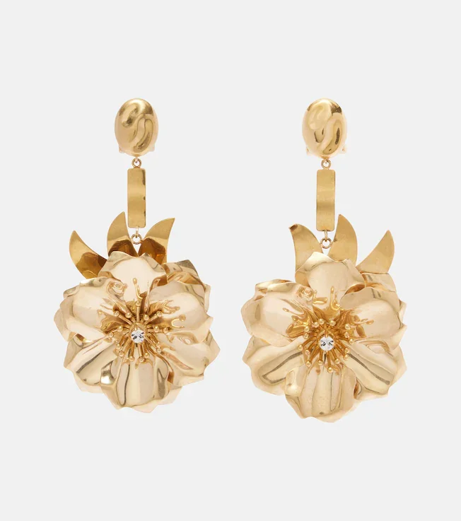 Floral crystal-embellished drop earrings