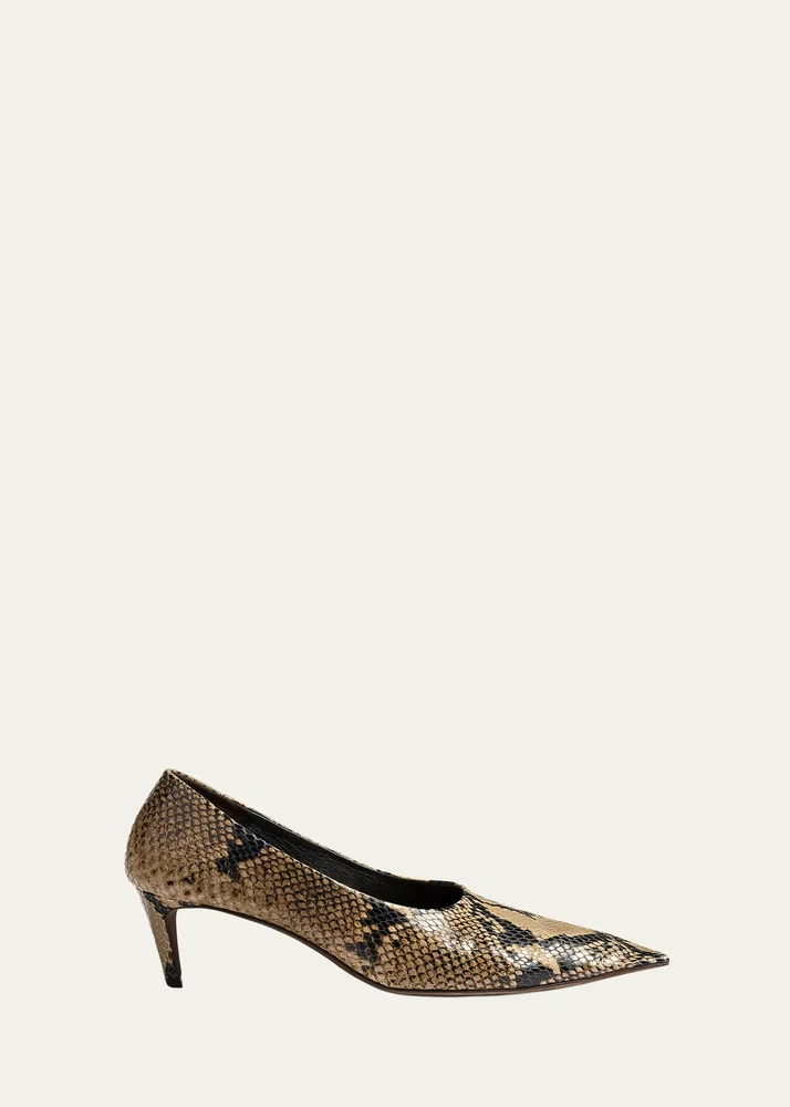 50mm Marlene Snake-Printed Leather Pumps