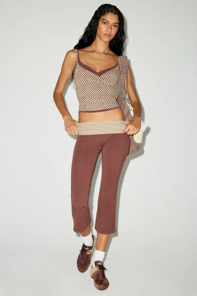Bec Cropped Foldover Kick Flare Pants