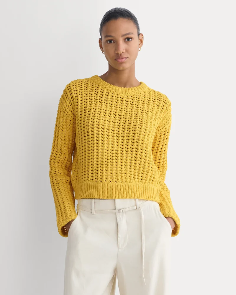 Open-Knit Crew in Elevated Cotton