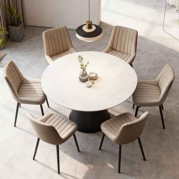 Modern Upholstered Dining Chair with Channel Tufted Back and Metal Legs for Kitchen Dining Room