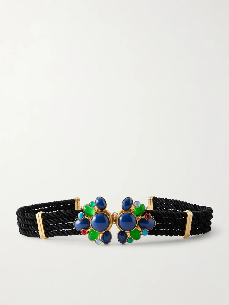 Zinnia gold-plated, enamel and woven cord belt