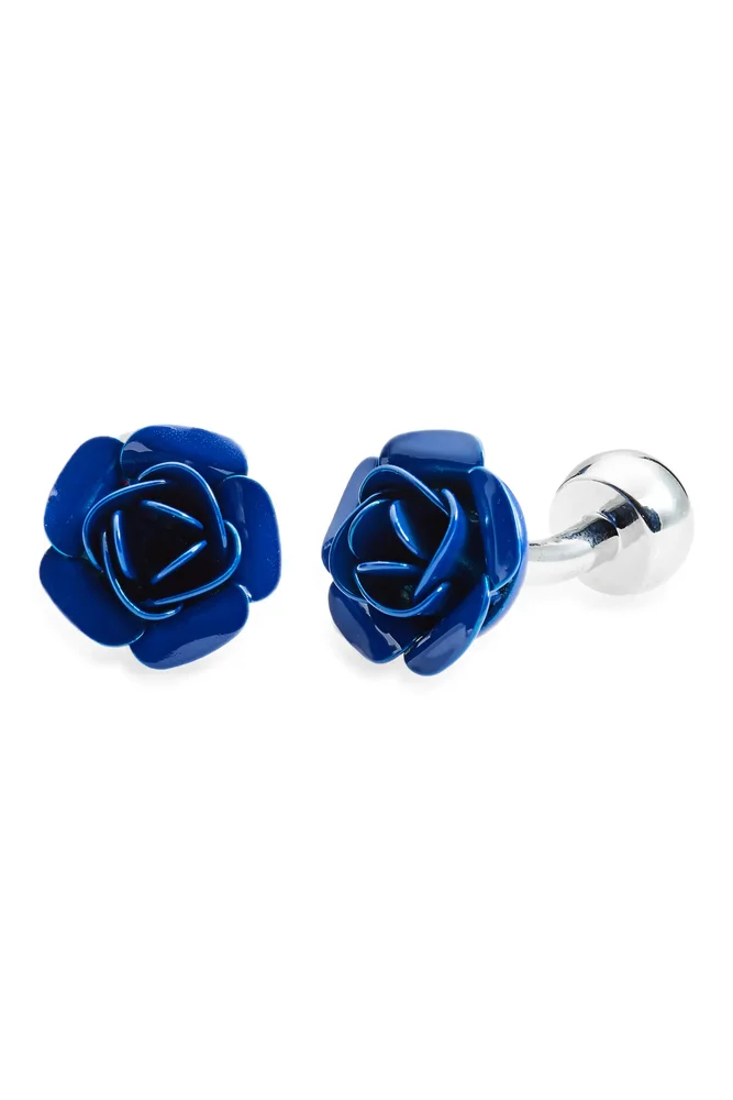 Men's Blue Rose Brass Cuff Links