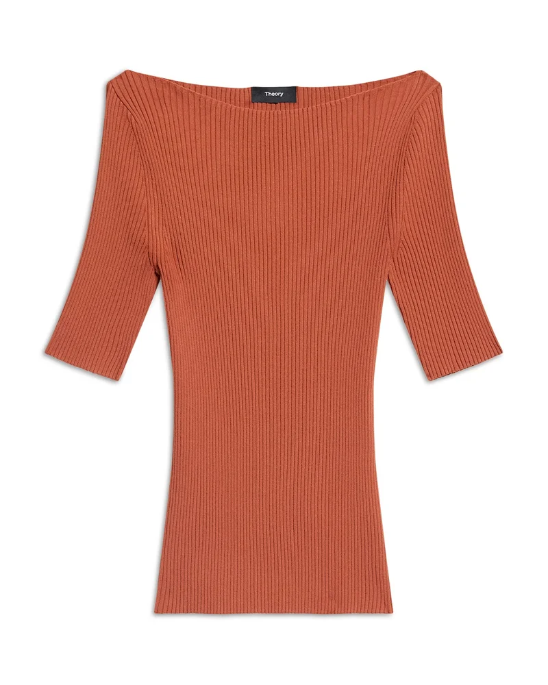 Boat Neck Rib Knit Sweater