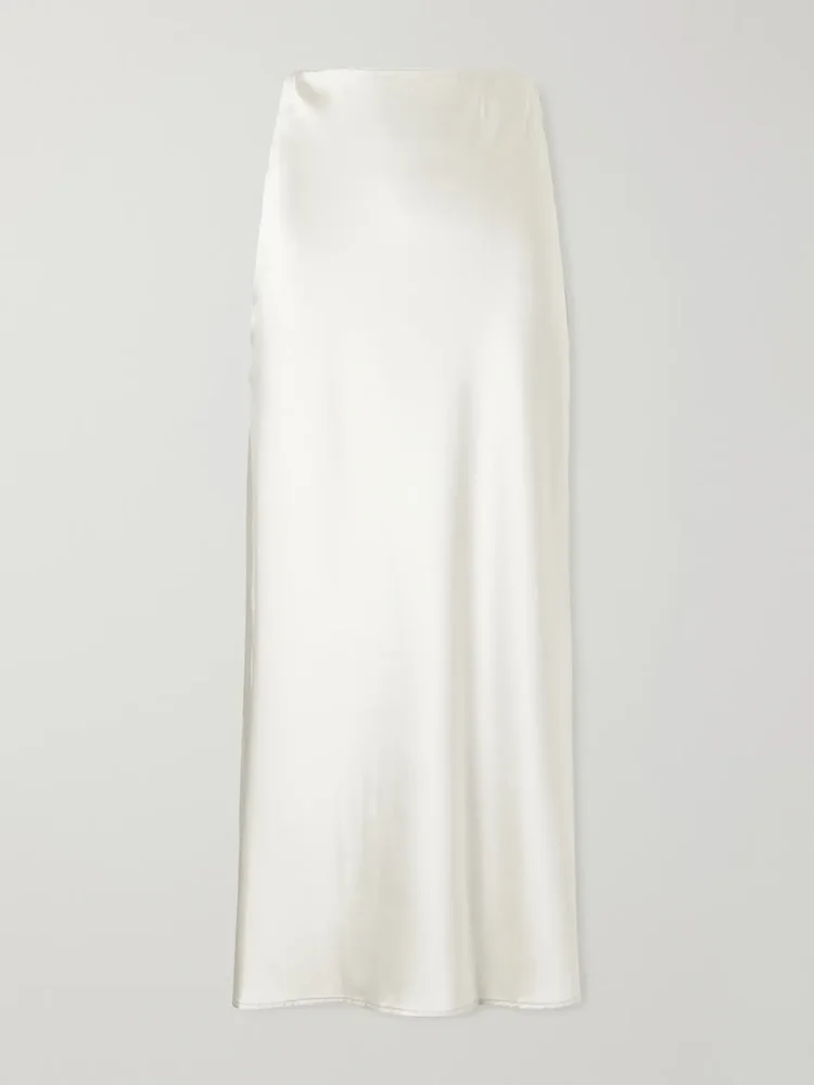 max silk satin maxi skirt