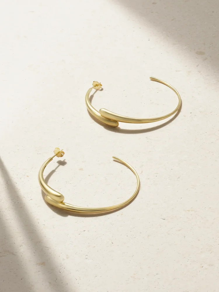 Double Dome medium 18-karat gold hoop earrings