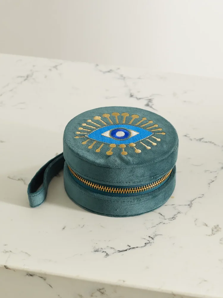 Rebel Eye embroidered velvet jewelry box
