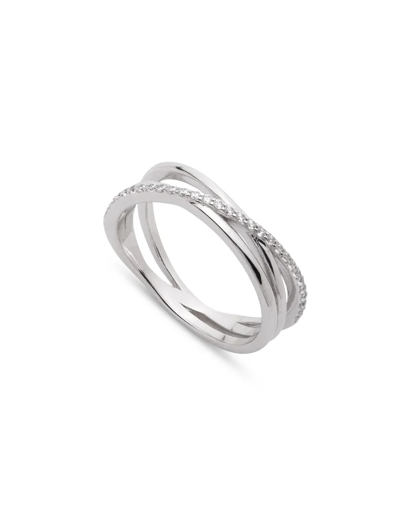 Pavé Crisscross Ring in Sterling Silver