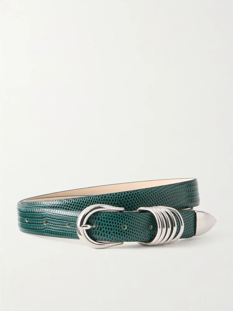 hollyhock lizard effect leather belt