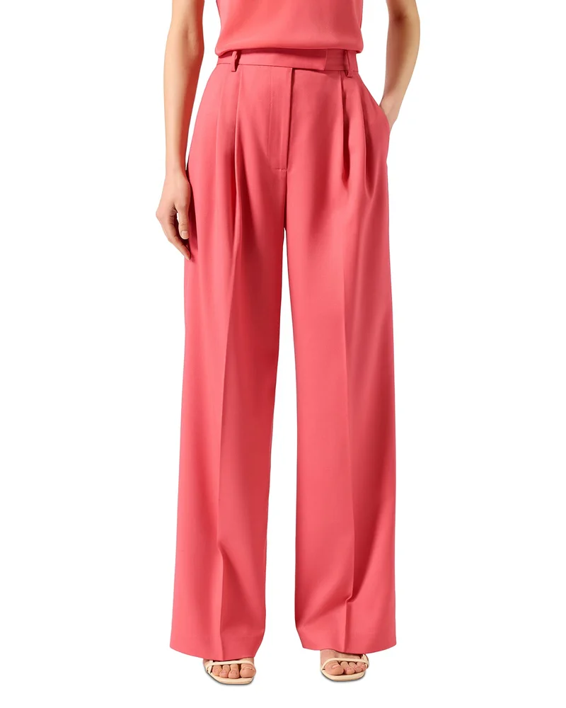 Pleated Wool Stretch Pants