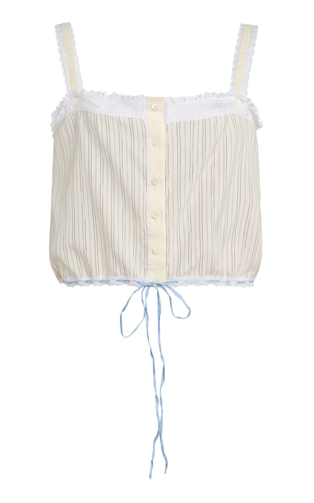 Lace-Trimmed Silk Top