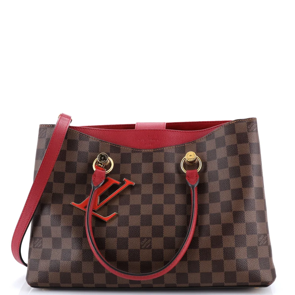 LV Riverside Handbag Damier with Leather, Brown