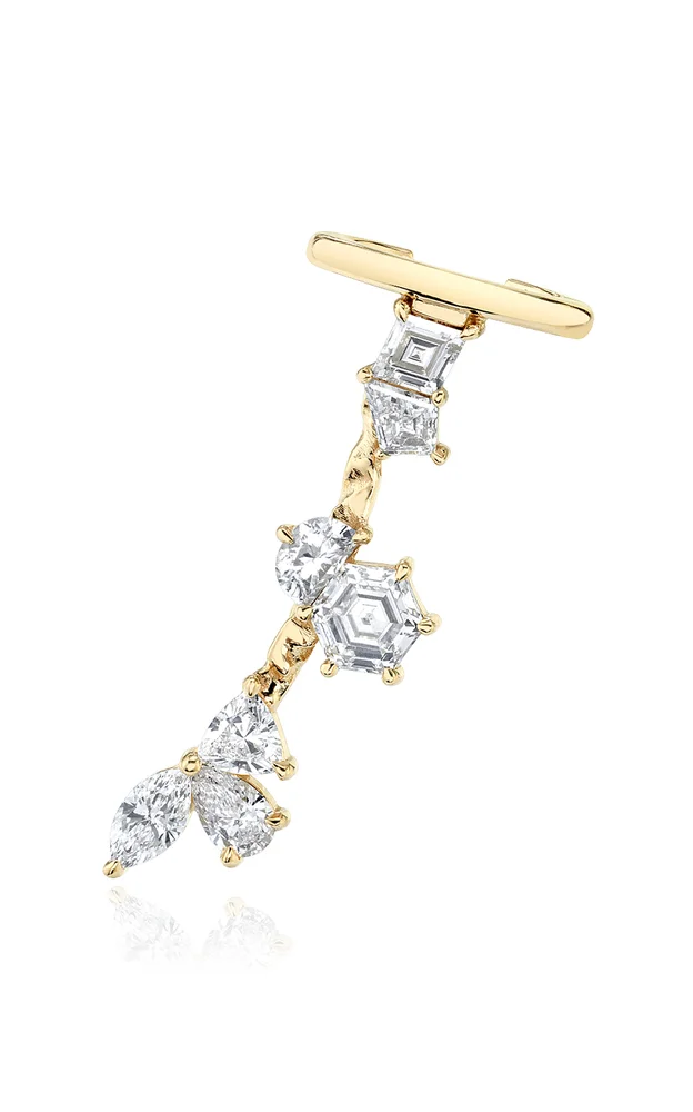 14K Yellow Gold Lab-Grown Diamond Ear Climber Earring, Left