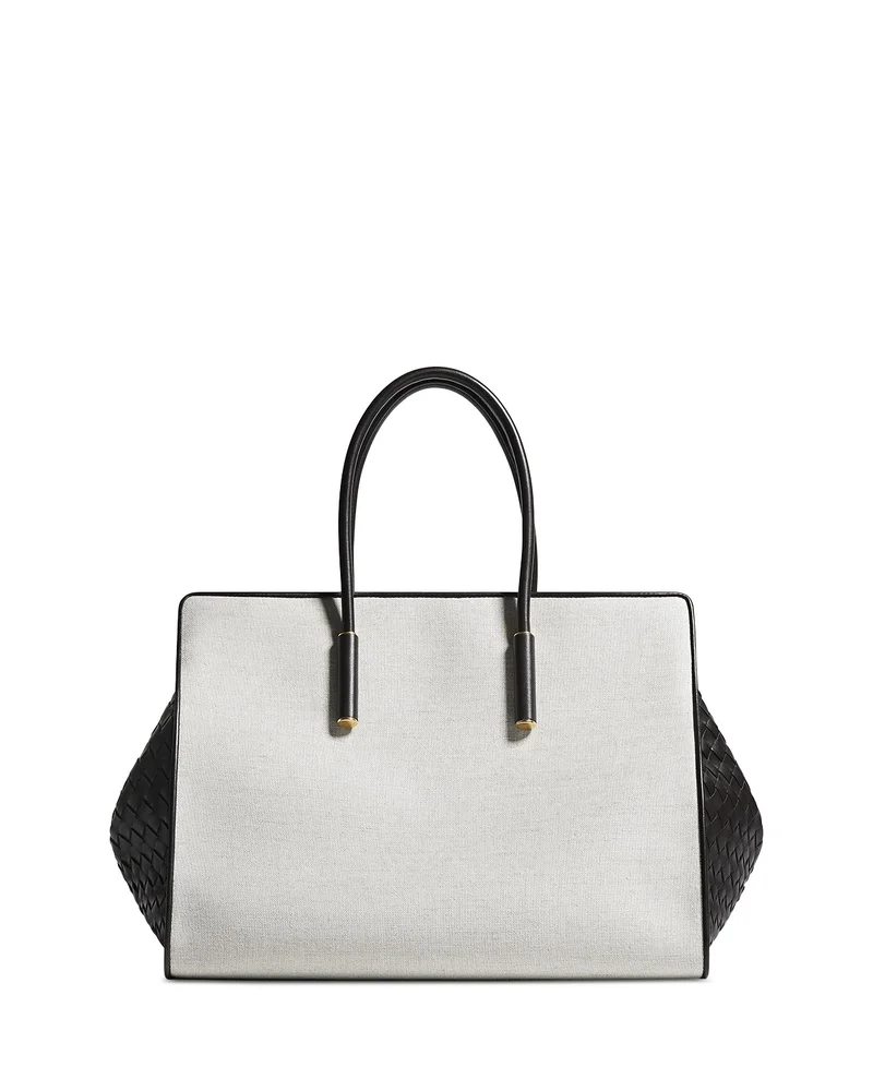 Barbara Canvas & Intrecciato Leather Tote