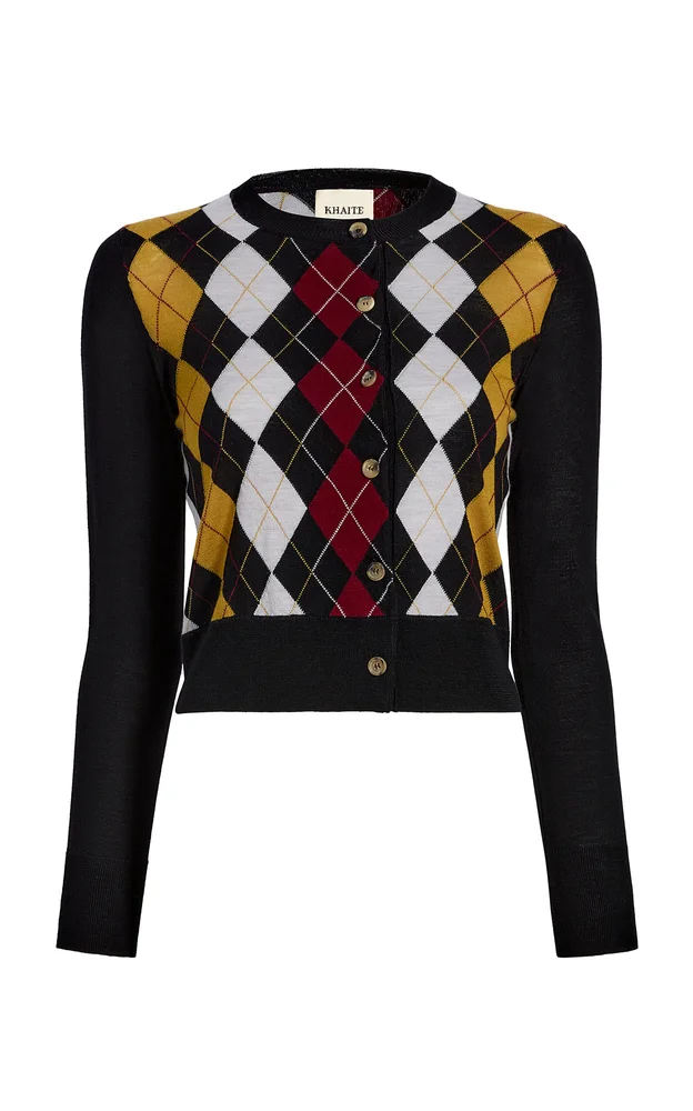 Rita Argyle Wool-Silk Cardigan