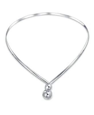 Geometric V Shape Interlocking Balls Collar Statement Necklace Silver Sterling