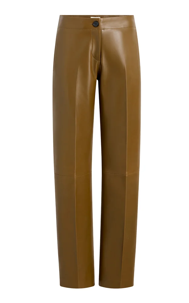 Mita Plonge Leather Straight-Leg Pants