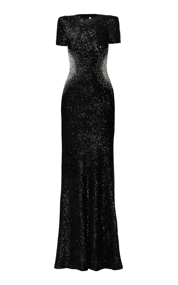 Short Sleeve Sequined Gown
