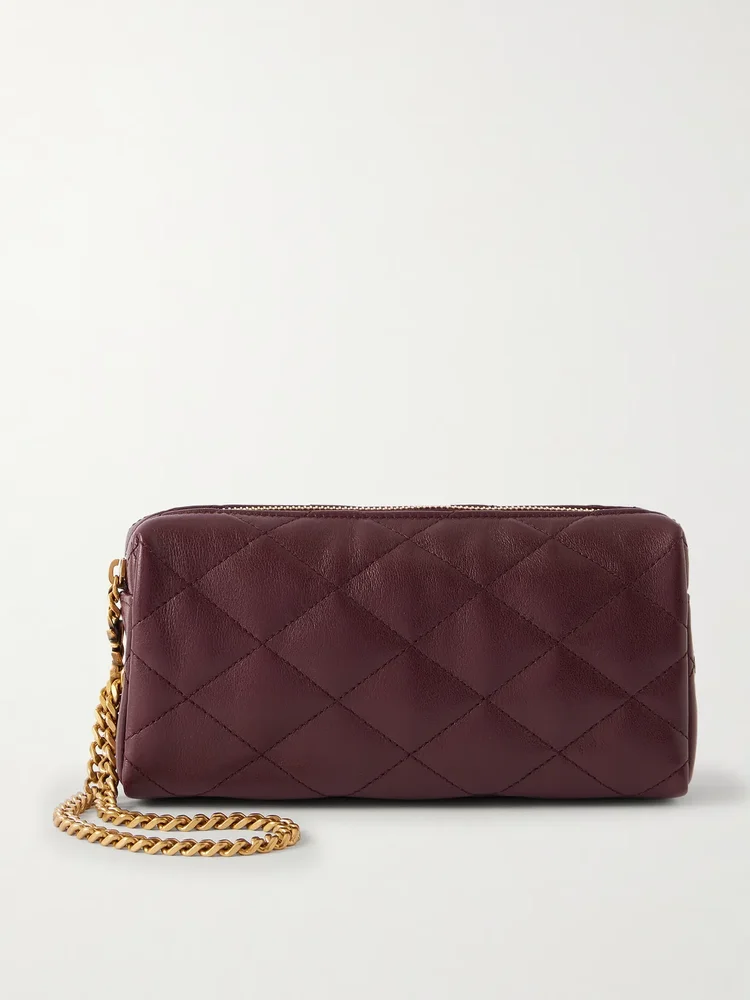 Cassandre Bijou quilted textured-leather pouch