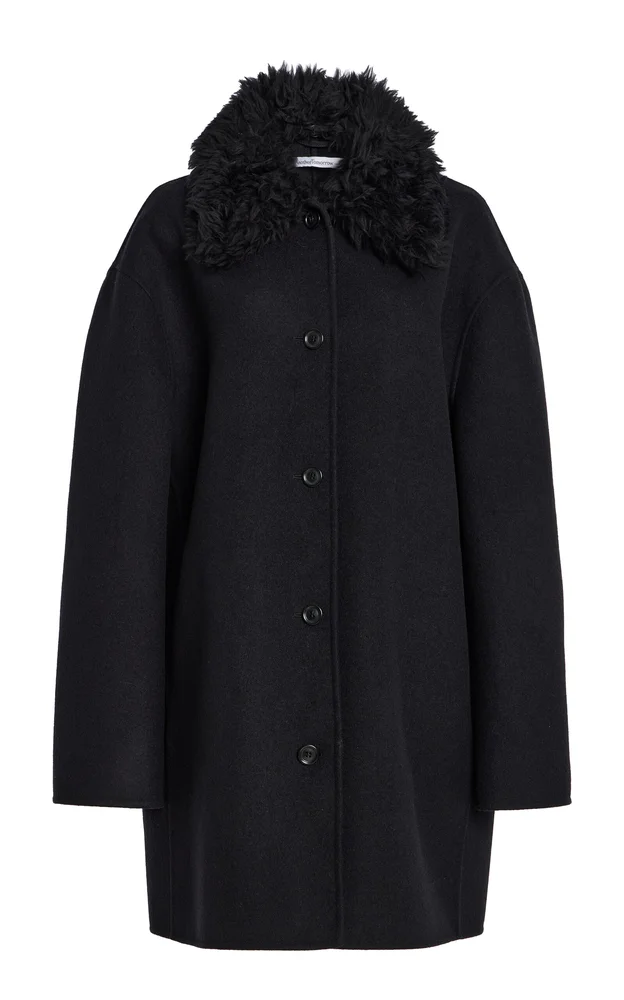 Fur Collar Balmacaan Wool Coat